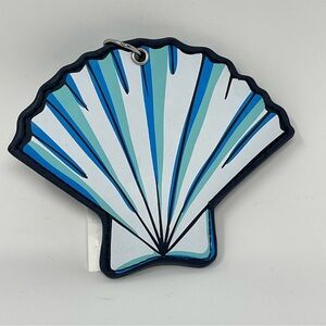 Vera Bradley Seashell Bag Charm Shore Enough Blue Mirror Key Ring Chain Beach